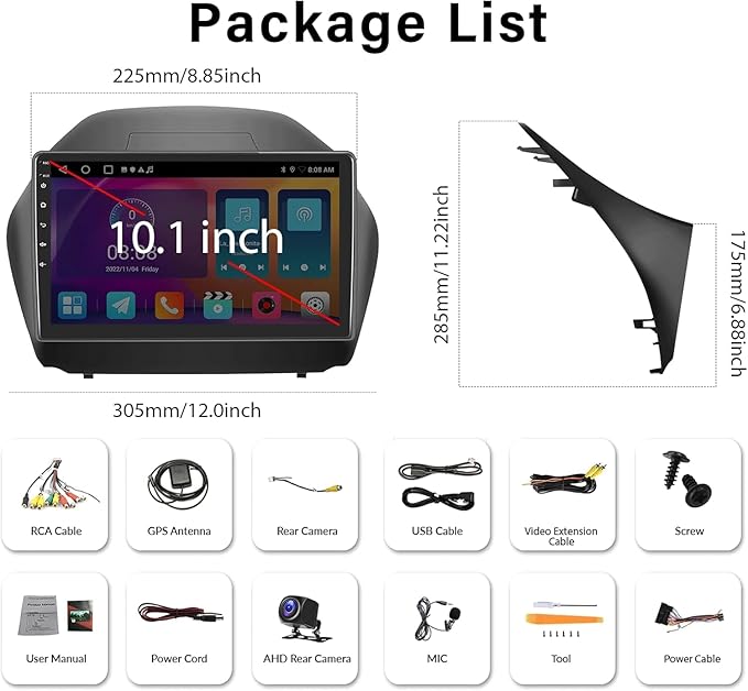 SIXTOP 2+64G Android Car Stereo for Hyundai Tucson IX35 2010-2015 Carplay Android Auto Upgrade Radio 10 inch Touch Screen Bluetooth GPS Navigation Mirror Link 26UI FM RDS WiFi SWC+ AHD Camera & MIC