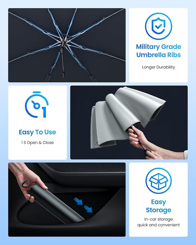REEVAA 2025 Upgraded Truck Windshield Sun Shade Umbrella [100% Sun Protection & Keep Cool] Protect Interior, 360° Flex Handle Sun Shield Sunshade, X-Large (61''x40'') for Full-Size Trcuk/MPV Car