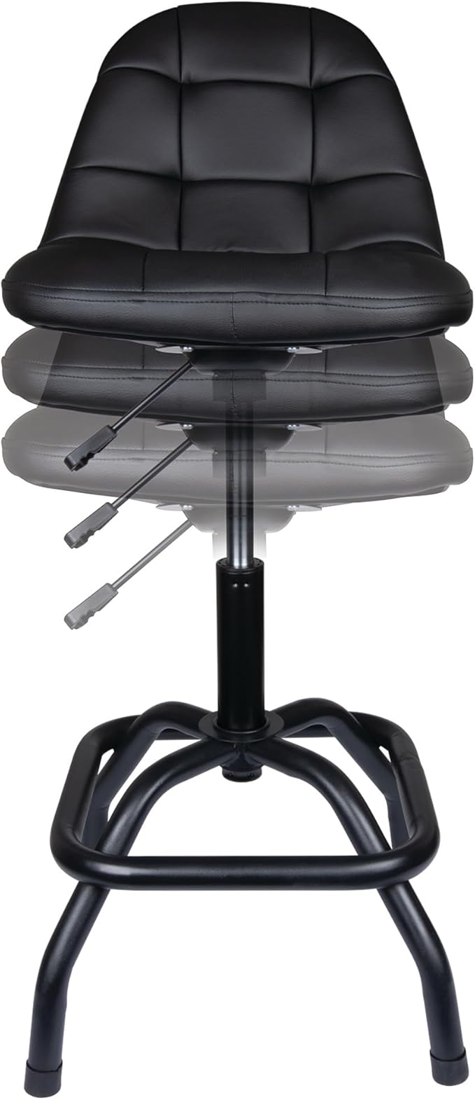 Performance Tool W85031 Pneumatic High Back Adjustable Swivel Bar Stool with Back Support for Home, Bar, and Shop, Black, 26-32-Inches High