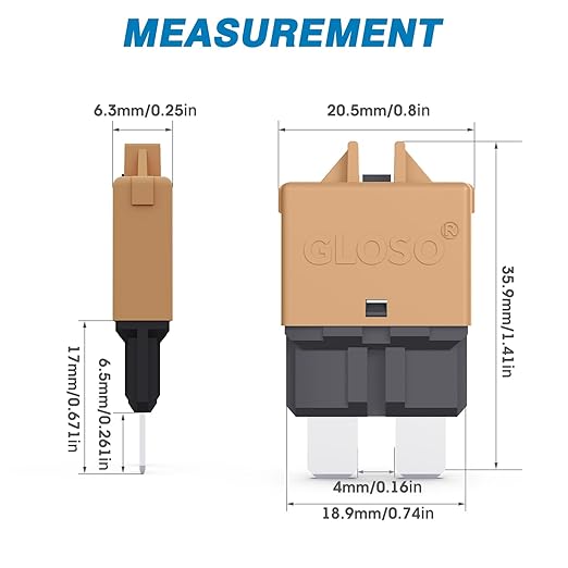 GLOSO Circuit Breakers E39 Manual (T3) Reset Low Profile ATC/ATO (10A - 25 Pack)