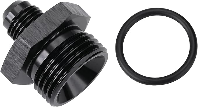 6AN Male Flare to 12AN ORB O-ring Boss Fuel Pump Rail Adapter Fitting Aluminum Black