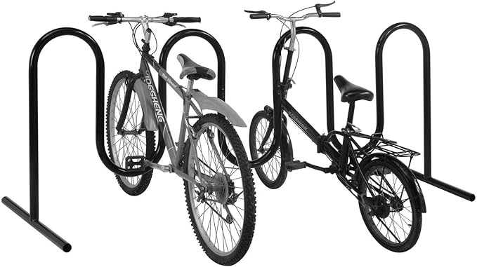 Global Industrial 94" L Wave Bike Rack, Free Standing, 9-Bike Capacity, Powder Coated Steel, Black, Commercial Bike Rack for Stores, Parks, Schools and More