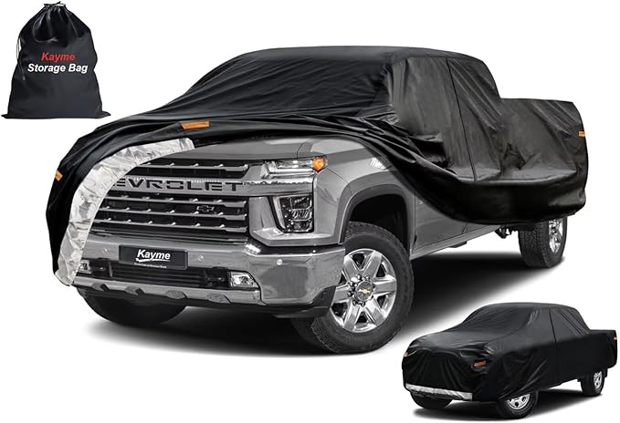 Kayme Truck Cover Custom Fit Chevrolet Silverado 3500HD(2001-2019) Regular Cab LB. Full Exterior Heavy Duty Outdoor Pickup Truck Car Cover Waterproof All Weather.Car Tarp for Sun Dust Protection.