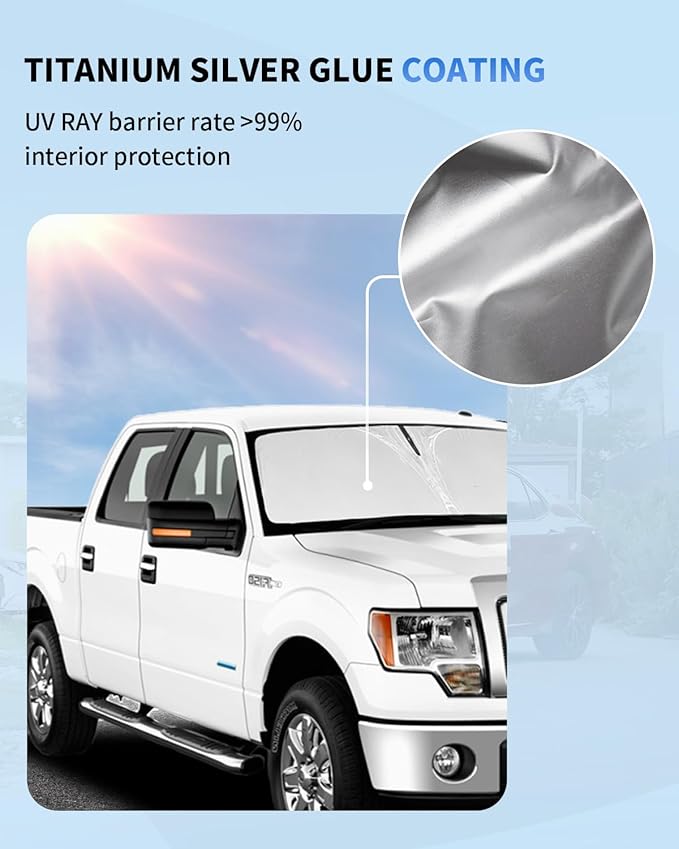 for F150 Car Windshield Sun Shade for 2015-2020 Ford F150 Lariat, King Ranch, Platinum, XL XLT Limited Raptor Accessories 2025 Upgrade Front Window Sunshade 2 Layer 240T Custom Fit Sun Visor Protector