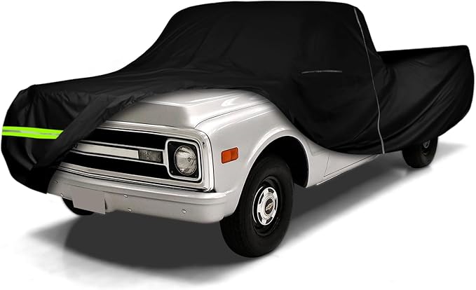 Waterproof Car Cover Compatible with Chevrolet C10 C20 K10 K20 1960-1987 Standard Cab Short Bed Accessories, 420D All Weather Car Covers with Zipper&Lock for Car Dust Snow Rain Hail Protection