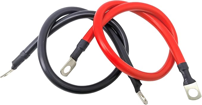 4 AWG Battery Cable 4 Gauge Pure Copper Battery Inverter Cables with 3/8 in Lugs Both Ends Power Inverter Wire Set for Automotive Solar Power Inverter Marine Boat RV Car Motorcycle (1FT)