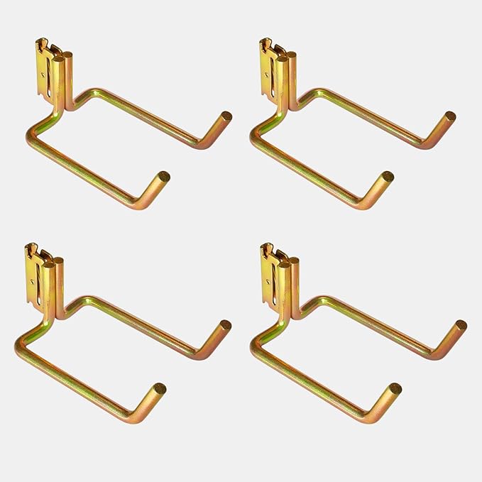 4 Pack E Track Heavy Duty Shovel Hanger, Large Steel Tool Hook Double J Hook for Store Long Handled Tools in Trailers, Trucks, Vans, Warehouses, Garages, Workshop, Garden Tools Organizers Storage