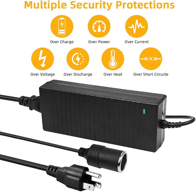 180W AC to DC Converter, 100V ~ 240V to 12V 15A Car Cigarette Lighter Socket AC/DC Adaptor Power Supply for Car Refrigerator, Tire Inflator, Vacuum Cleaner and Other Devices 7.2FT