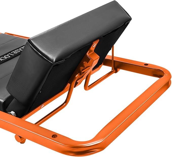 DNA MOTORING 48" 2 IN 1 Folding Rolling Garage Shop Creeper Roller Seat, 7 Pcs 2" Casters, 350 Lbs Weight Capacity, Orange, TOOLS-00193-OG