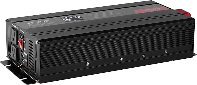 VEVOR Pure Sine Wave Inverter, 2000 Watt, DC 12V to AC 120V Power Inverter with 2 AC Outlets 2 USB Port 1 Type-C Port, LCD Display and Remote Controller for Medium-Sized Household Equipment, CE FCC