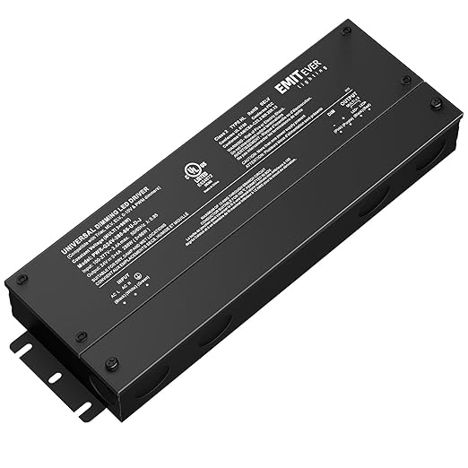 EMITEVER 288W Dimmable LED Driver, 24V 5-in-1 Dimmable Power Supply,3-Channels AC to DC Transformer for LED Light, Compatible with Lutron and Leviton Dimmer, Waterproof IP67 and UL Listed, Class 2