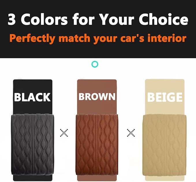 Car Center Console Cover, Memory Foam Car Armrest Cushion, Black Auto Arm Rest Pad, Leather Arm Rest Covering Car, Hand Rest Pillow for SUV/Truck/Vehicle (Black)