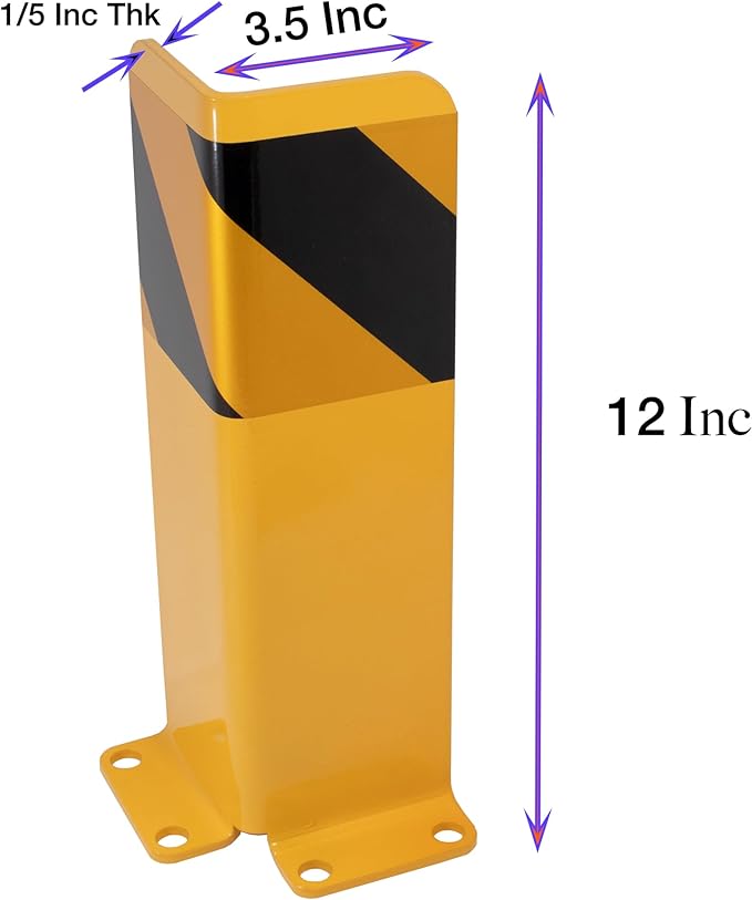 Heavy Duty Pallet Rack Post Protectors – 4-Pack Steel Column Guards with Anchor Bolts, Floor-Mounted Rack Protection for Warehouse & Industrial Safety