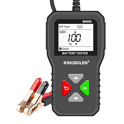 KINGBOLEN BM550 6V 12V 24V Car Battery Tester, 100-2000 CCA Voltage Tester 2Ah-220Ah Internal Resistance Tester Accurate Digital Auto Battery Analyzer for Cars Trucks SUV ATV Boats Motorcycles Vehicle
