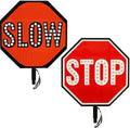 18" LED Stop/Slow Paddle, Reflective Hand Held Stop Sign with Handle, Steady/Flashing Light Modes