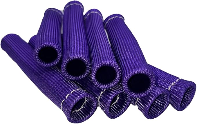 Spark Plug Wire Boots Protection 8 PCS Spark Plug Wire Heat Shield 6 Inches 2500° Spark Plug Heat Sleeve Cover Wrap for LS1 / LS2 Sbc BBC 350 454 (Purple)