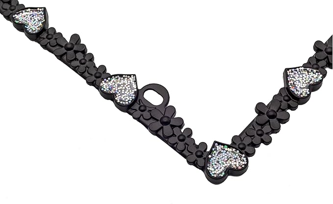 Creathome 3D Shining Daisy Heart License Plate Frame from Pure Zinc Alloy Metal Perfect Plate Holder, Matt Black with Silver Glitter Luminously Heart