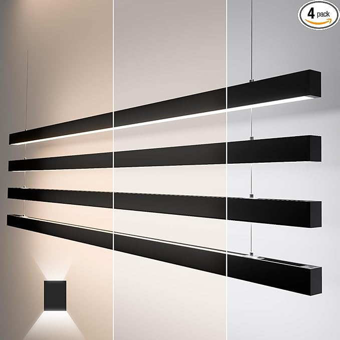 8FT LED Linear Light,100/90/80/70/60W Up and Down Light, 3000/4000/5000K CCT,Commercial And Residential Linear Lights Fixture for Office,Pendant Lights for Home,Shop,Garage,Basement,School-4Pack