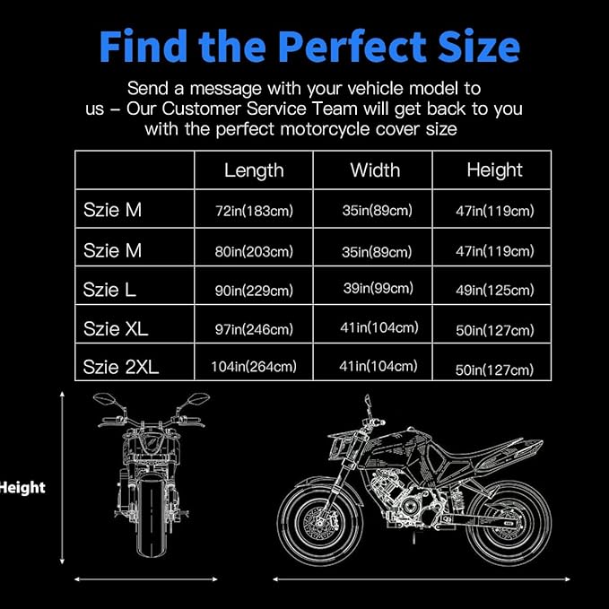 Motorcycle Cover, Motorcycle Cover Waterproof Outdoor with Lock Holes and Inner Flame Retardant Cloth Snow Rain Uv Protection Motorcycle Covers Fit for Harley Davidson Yamaha Etc (Up to 97'' Length)