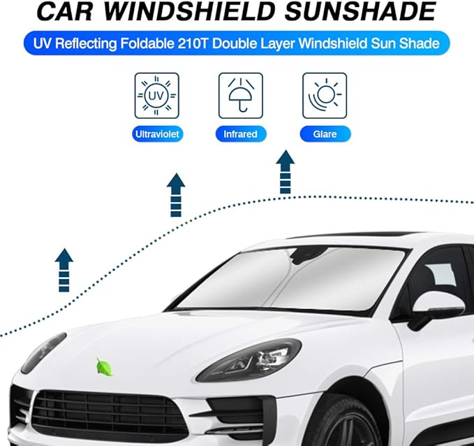 KUST Windshield Sun Shade for 2014-2025 2026 Porsche Macan Accessories Sunshade Window Sun Visor Protector Foldable Blocks UV Rays Keep Your Car Cooler