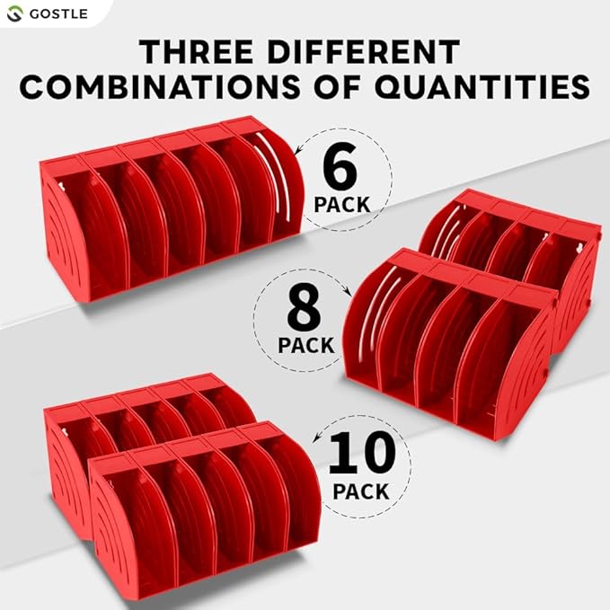 5 Inch Professional Sanding Discs Storage Bins - 10 Bins Set for Efficient Organization, Offset Snap-On Connection, Grit Classification, Space-Saving Design and Versatile Application, Red
