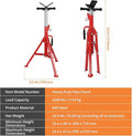 V-Head Pipe Jack Stand, 2500 Lbs Heavy-Duty Steel Pipe Stand with Adjustable Height 28"-52", Folding Design & Secure V-Head Support for Welding, Automotive & Construction Projects, Red