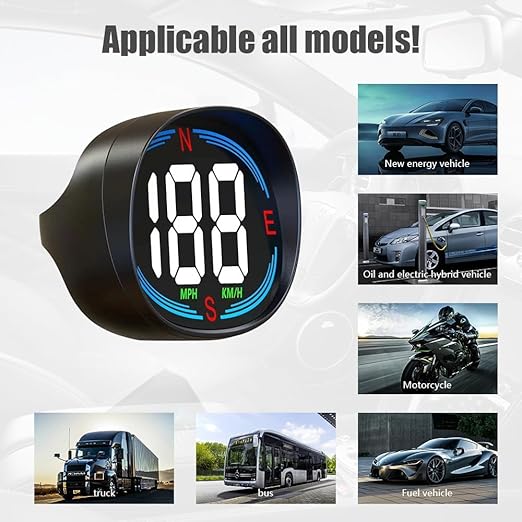 H2 GPS Speedometer Digital Speedometer GPS HUD Universal All Cars Head Up Display Vehicle Speed Compass MPH KMH Speed Gauge Plug and Play