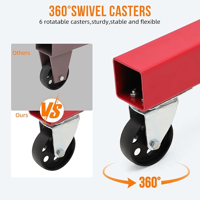 2 Ton Folding Engine Hoist with Lever, Cherry Picker Shop Crane Hoist Lift, 4400 Lbs Heavy Duty Steel Hydraulic Shop Engine Crane for Workshop and Garage, Red