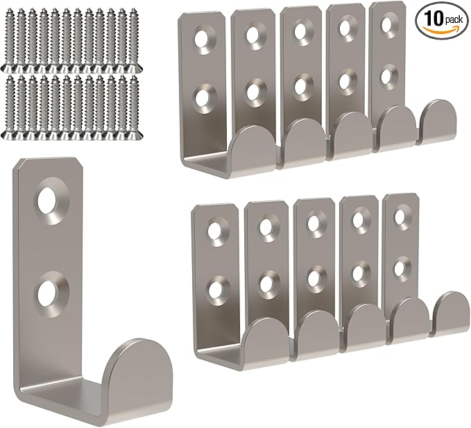 Wall Hooks Coat Hook Robe Hanging Robe & Towel Hooks, Utility Hooks Indoor Outdoor (Silver-Square, 1.8x1)