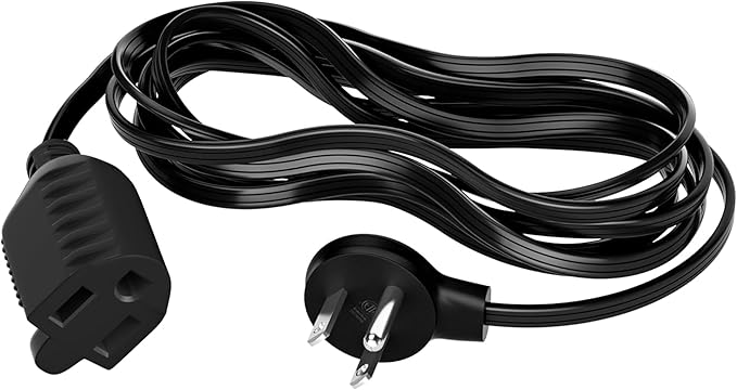 Elecan Flat Plug Extension Cord 30 Ft with Slim Space-Saving Plug Design, Thin Flat Cable Low Profile Power Cord 3 Prong Grounded Wire, 16 Gauge 13 A/125 V-Black-ETL Certified