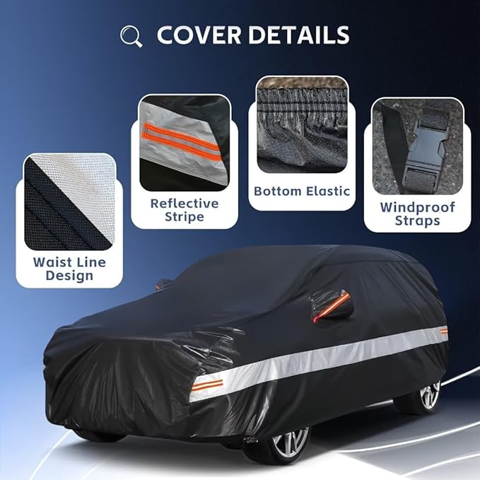 10 Layers SUV Car Cover Custom Fit for Nissan Kicks (2017-2024) Waterproof All Weather for Automobiles, Outdoor Full Cover Sun UV Rain Protection with Cotton.Black