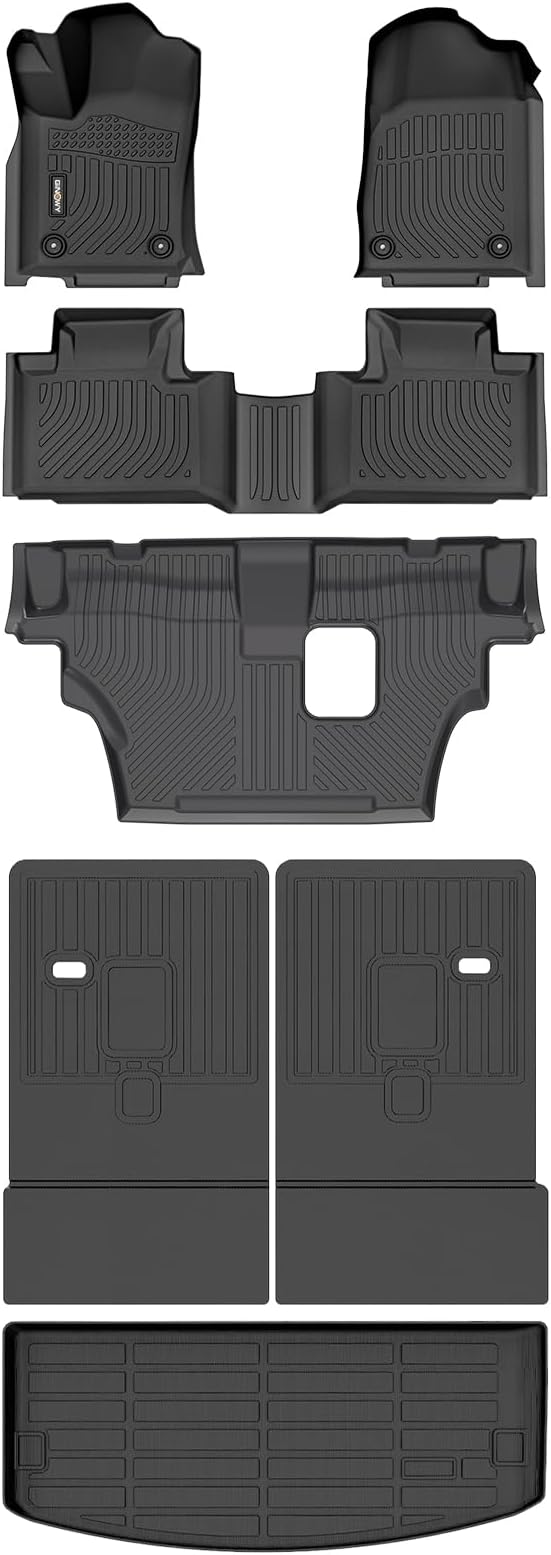 GINOWY-Floor Mats & Cargo Liner for Dodge Durango 2016-2025(Only for 7 Seats), TPE All Weather Car Floor Mats Durango Cargo Liner Trunk Mat Durango Trunk Liner, Waterproof Durango Accessories
