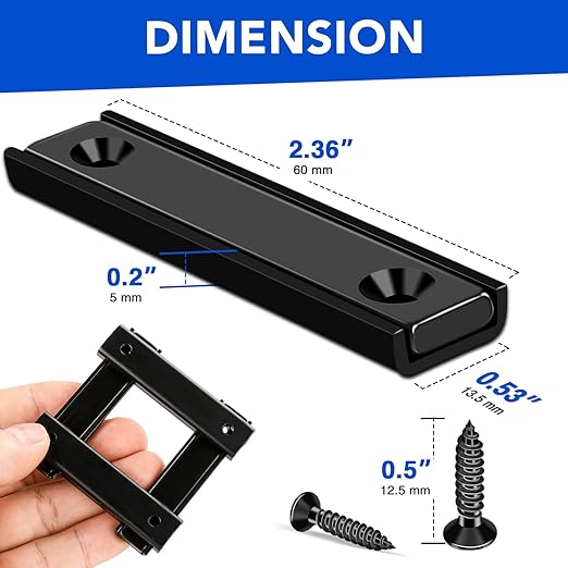 MIKEDE 12 Pack Neodymium Bar Magnets, 70LB Strong Rare Earth Mounting Magnet Heavy Duty, Rectangular Magnet with Countersunk Hole and Steel Capsule, Magnets Strips for Home, Garage - 2.36x0.53x0.2in