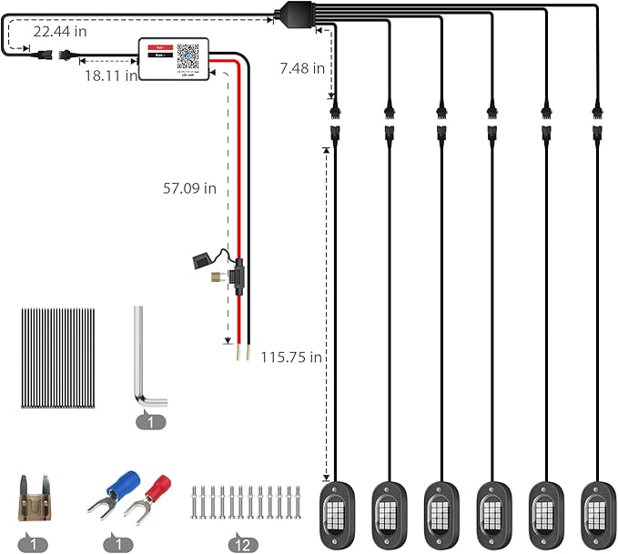 Honalia LED Rock Lights for Trucks 6 pods, RGB Truck Rock Lights with Bluetooth Control, Neon Light Kits for ATV UTV Golf Cart RZR