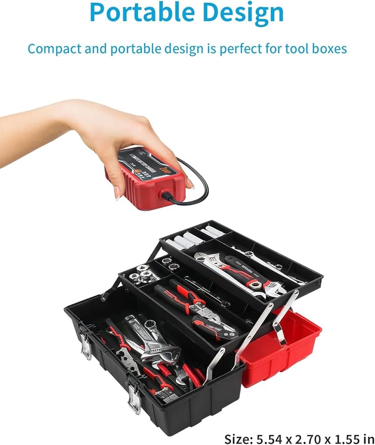 [2-Pack] FOVAL 2-Amp Car Battery Charger, 6V and 12V Portable Automatic Smart Charger, Battery Maintainer, Trickle Charger and Battery Desulfator for Car Lawn Mower Motorcycle Boat Lead Acid Batteries