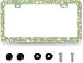 Cute Daisy Floral License Plate Frame Beautiful Flowers License Plate Holder for Personalized Car Decorative Stainless Steel Colorful License Plate Daisy Auto Part with Screws 12.2" x 6.2"
