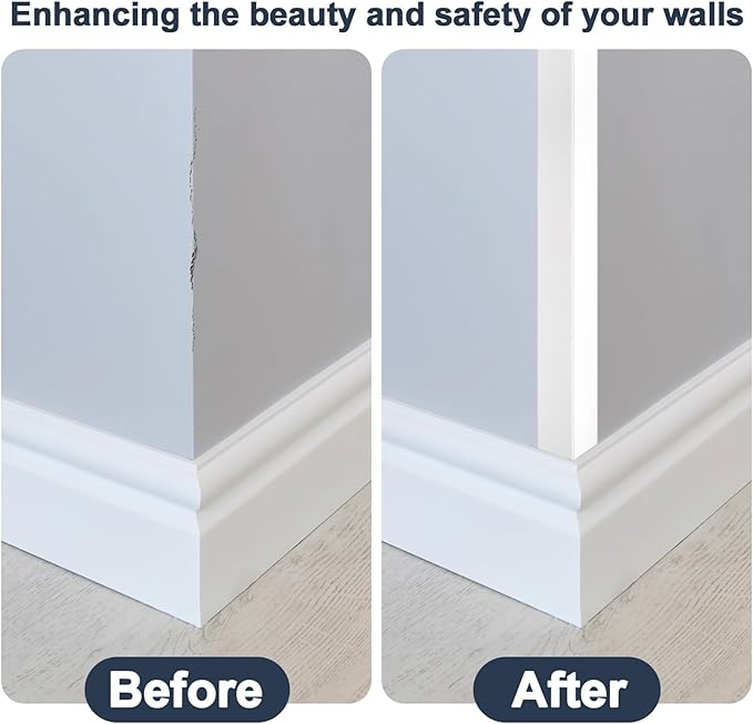 4PCS 45" White Metal Corner Protectors, Aluminum Self Adhesive Corner Guards, Metal Wall Edge Protector Strip, Furniture Corner Protectors, Wall Cabinet Baseboard Decoration 45" x 2"