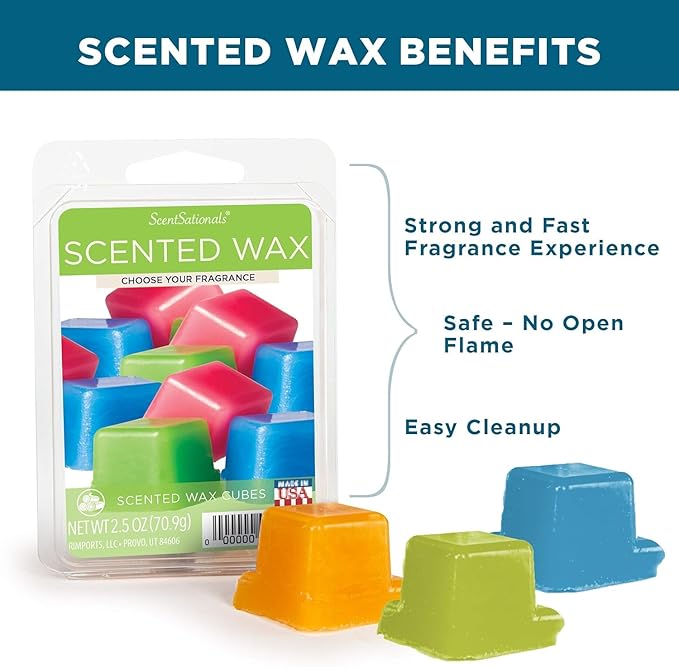 Scentsationals Wax Melts, Wax Cubes Strong Scent - Warm White Sands - Long Lasting Scented Wax Melts for Warmer, 10oz (24-Cubes)