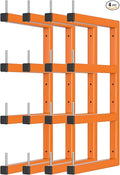 4-Pack Lumber Storage Rack, Wood Storage Racks Wall Mount, Heavy Duty Garage Wood Organizer With 8-Level System, Orange Utility Rack Organization Up 1600 Lbs, Metal Lumber Shelf for Indoor & Outdoor