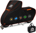Motorcycle Cover | Heavy Duty PVC | Soft Inner Cotton | Waterproof Outdoor | All Season Universal | 4 Reflective Strips | 3 Windproof Straps | 1 Lock Hole | 1 Storage Bag | (Black, XXL, 104")