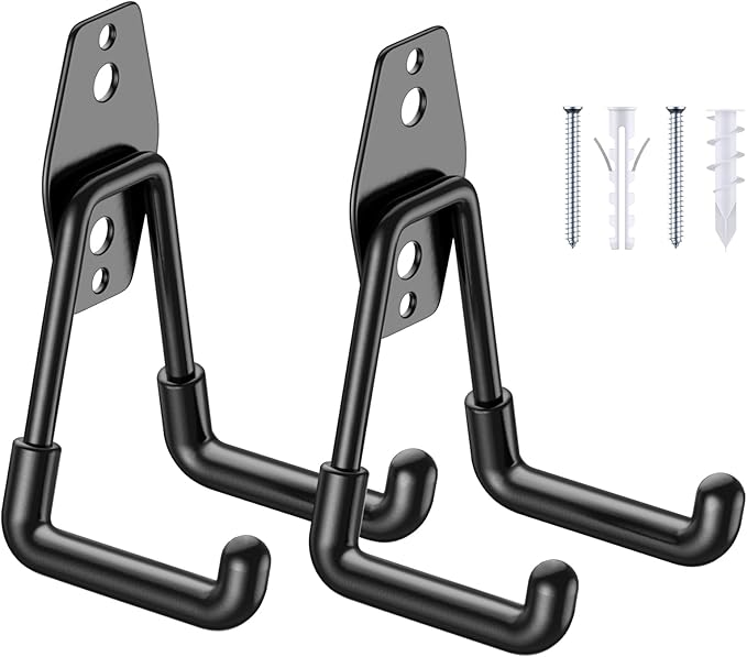 2 Pack Garage Hooks with Anti-Slip Coating Heavy Duty Wall Mount Hooks for Garage Storage and Hanging Hoses Bike Garden Tools Ropes etc
