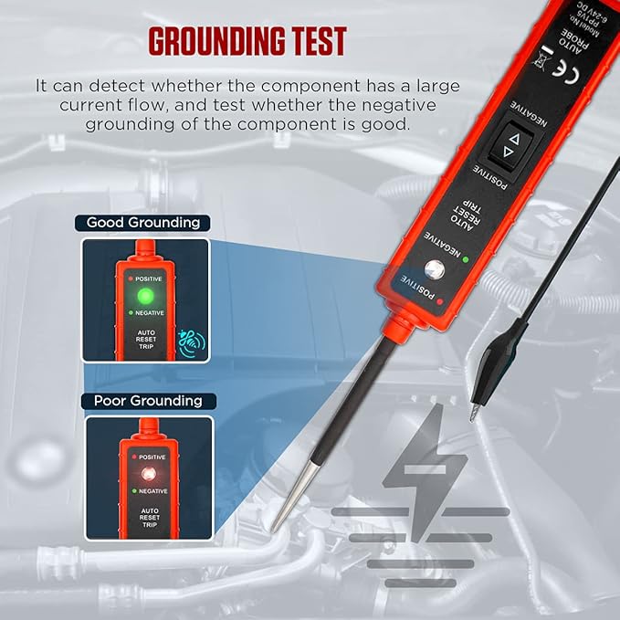 CMTOOL Power Circuit Probe Tester 6V-24V DC Test Light, Automotive Circuit Tester Car Short Finder, Component Activation, Polarity Identify, Overload Protection