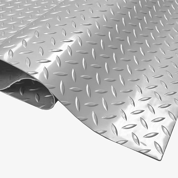 IncStores 2.5mm Thick Commercial-Grade Nitro Roll Garage Floor Mat | Flexible Vinyl Floor Mat for a Stronger and Safer Garage, Workshop, or Trailer | Diamond-Plate, Stainless Steel, 10' x 100'