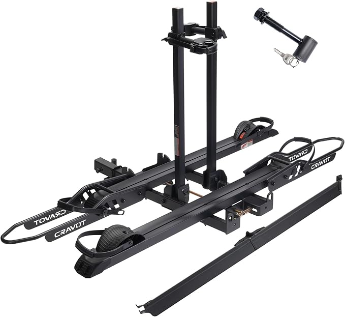 CyberRack S2 Ebike Rack, 300 lbs Capacity Foldable Bike Racks for Tow Hitch Heavy Electric Bike Carrier for 2 E-Bike, Up to 5-inch Fat Tire 2'' Receiver