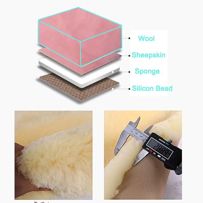 Fluffy Genuine Australia Sheepskin Car Seat Cover for Auto Interior Accessories with Soft Fuzzy Wool Eco-Friendly Natural Fur Non-Slip (Pink, Back)