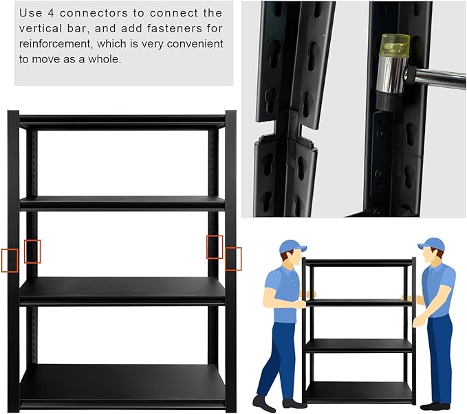 PACHIRA E-Commerce 39.4" W Garage Shelving Unit Heavy Duty, 4 Tier Adjustable Shelves Garage Storage System Industrial Shelving Kitchen Storage Rack 39.4" W x 19" D x 57" H
