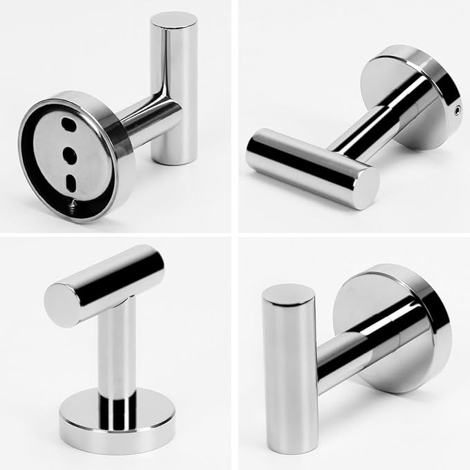 NearMoon Bath Towel Hooks- SUS 304 Stainless Steel Robe Hook Holder, Heavy Duty Coat Hook for Bathroom Livingroom Hotel Kitchen Garage, Wall Mounted (Chrome Finish, 16 Pack)