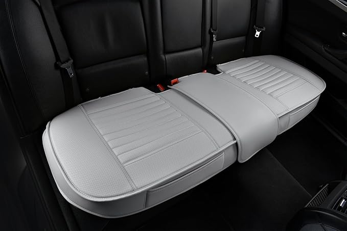 Universal Leather Car Seat Covers Full Set, Car Seat Cushion Covers Protector for Cars SUV Pick-up Truck Van Interior Accessories(Gray)