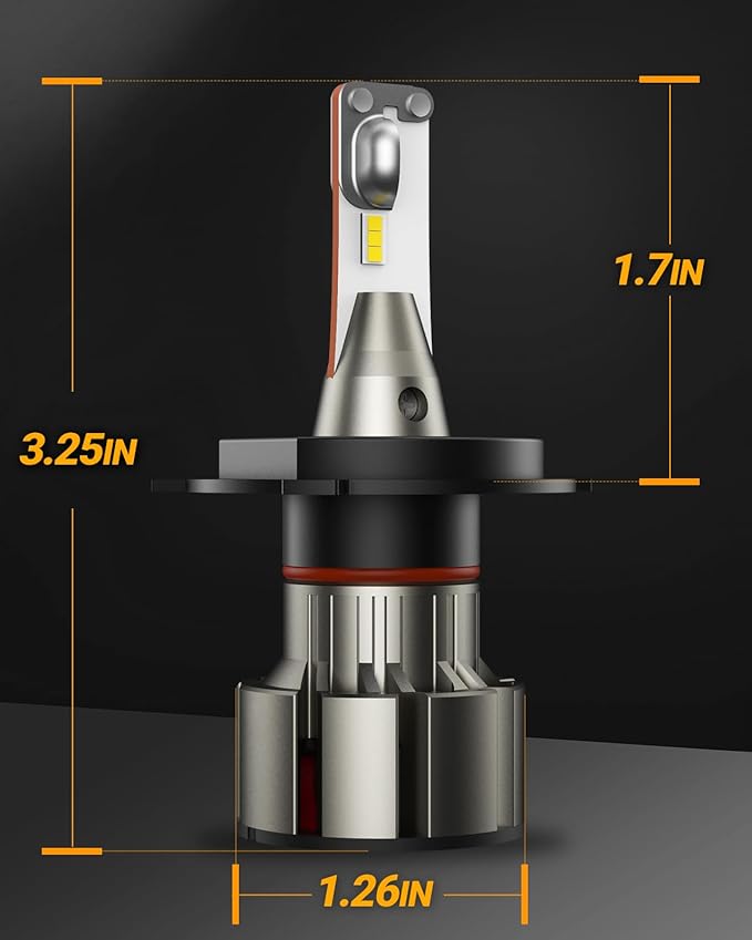 SEALIGHT H4/9003/HB2 Driving Light Bulbs, 36000LM Super Bright 9003 Dual Beam Bulbs, 6000K Cool White H4 Fog Lights, Plug-N-Play, Pack of 2