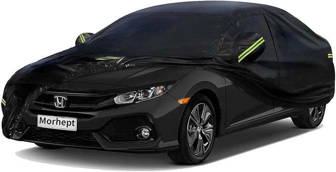 Car Cover Custom Fit for Honda Civic, Waterproof All Weather Full Exterior Sedan Cover Rain Snow UV Protection Cover with Door Zipper